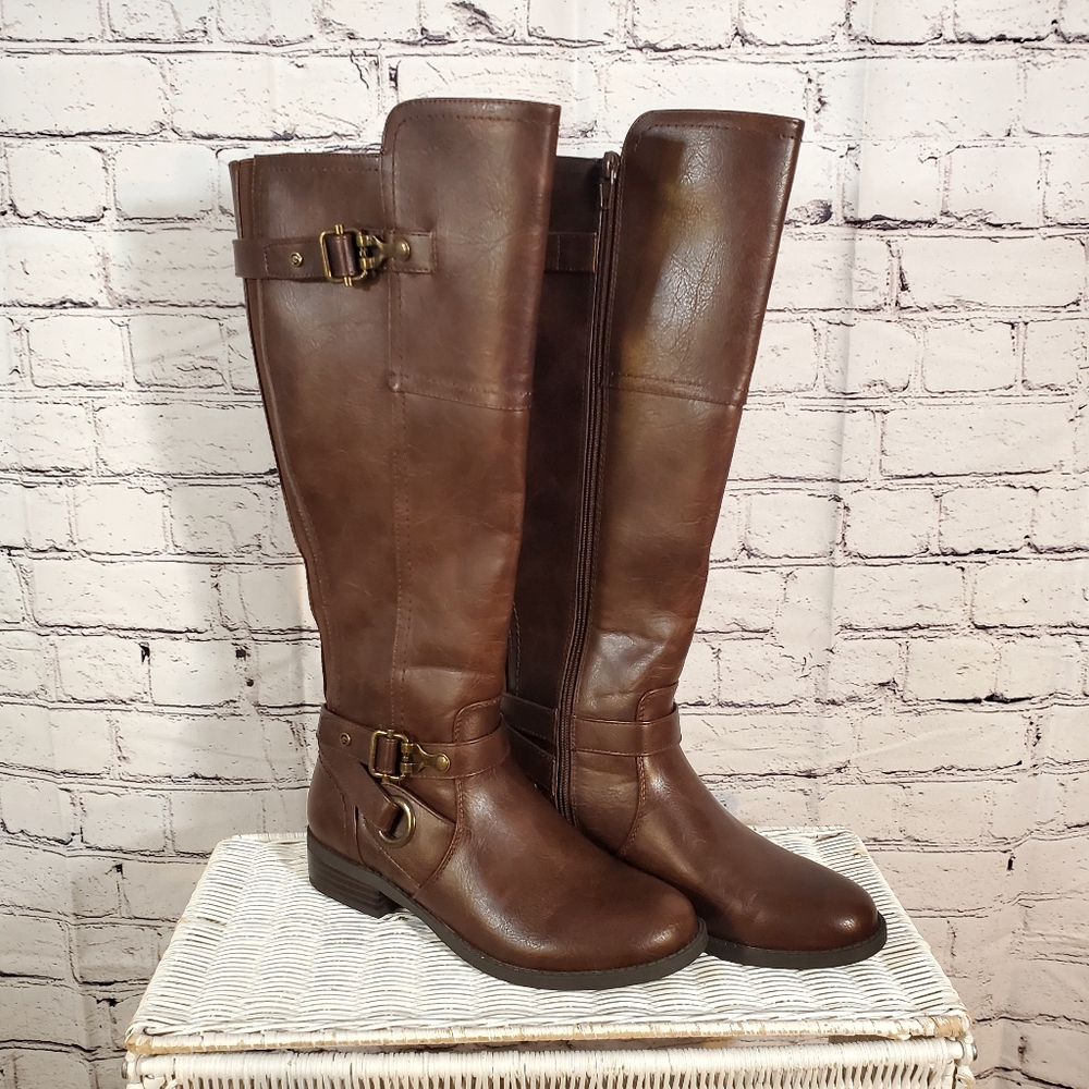 G by Guess Harvest Dark Brown Full Zip Riding Boots Size 6M